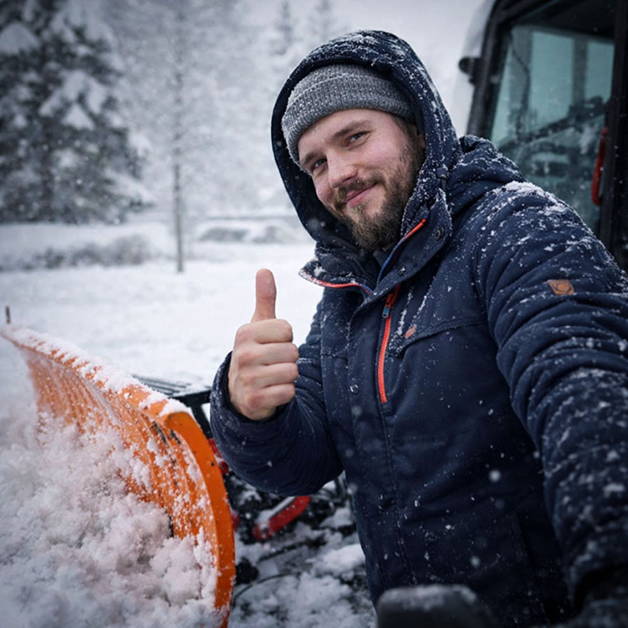 Andreas Dorfmeister im Winter mit Daumen nach oben